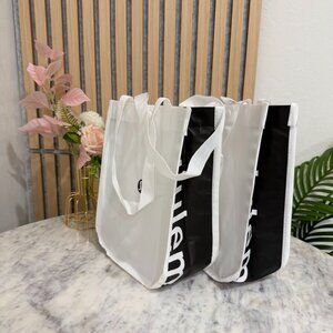 Lululemon Small Reusable White & Black Shopping Tote Bag *Qty 2*
